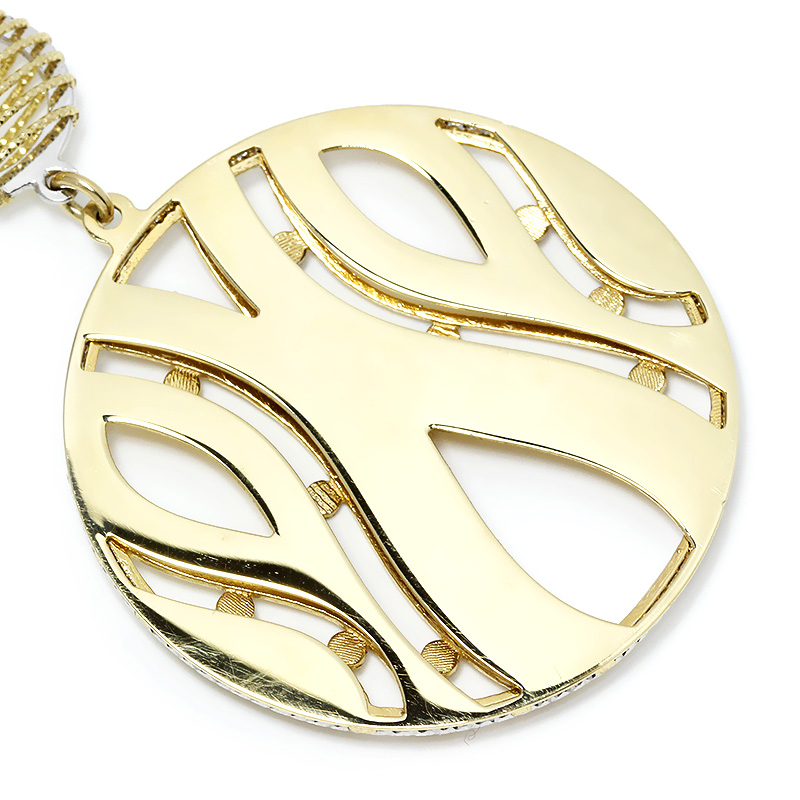 Fancy Round Circle Drop Pendant Necklace in 14kt Two Tone Gold 18.5” eBay