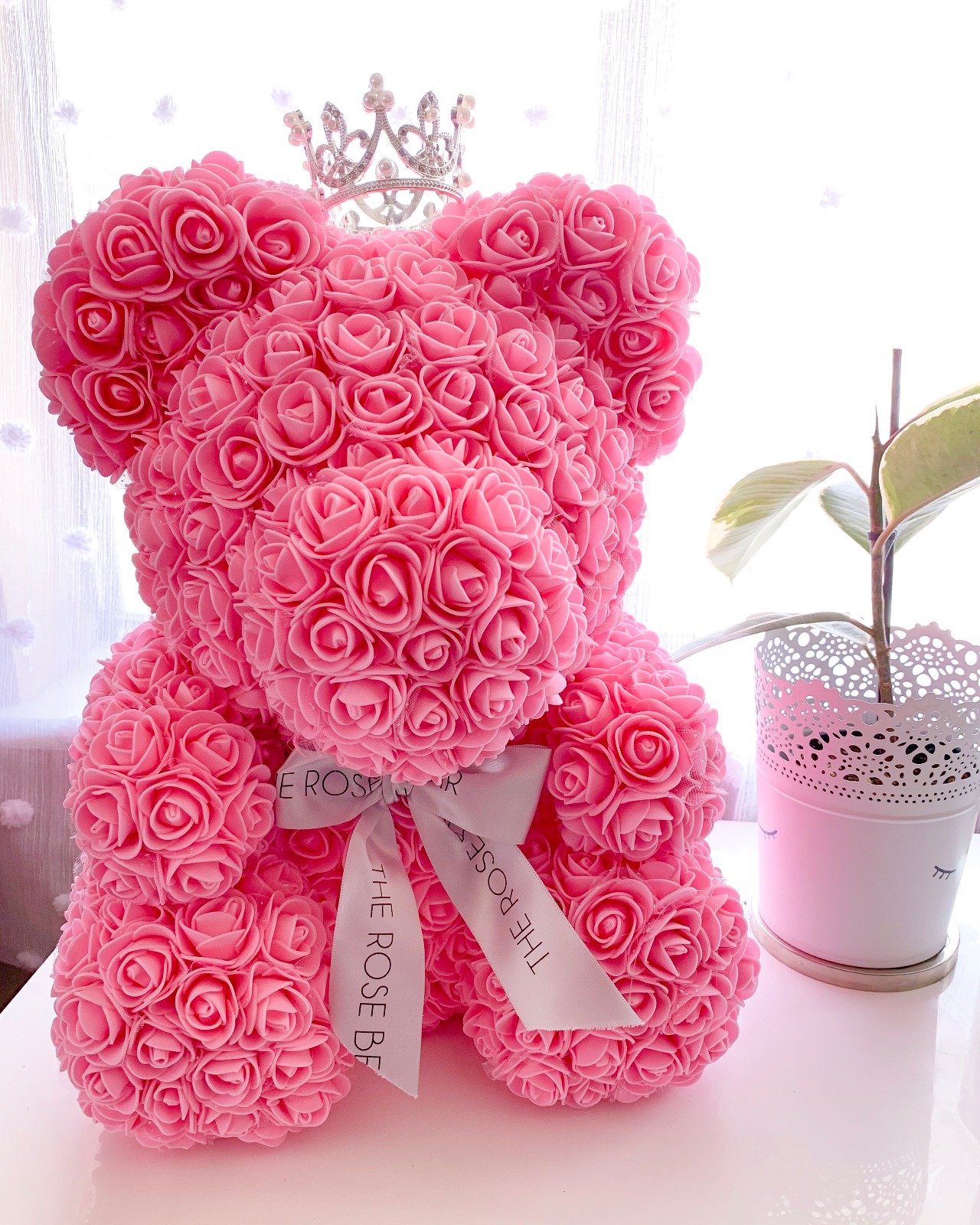 rose teddy bear with crown