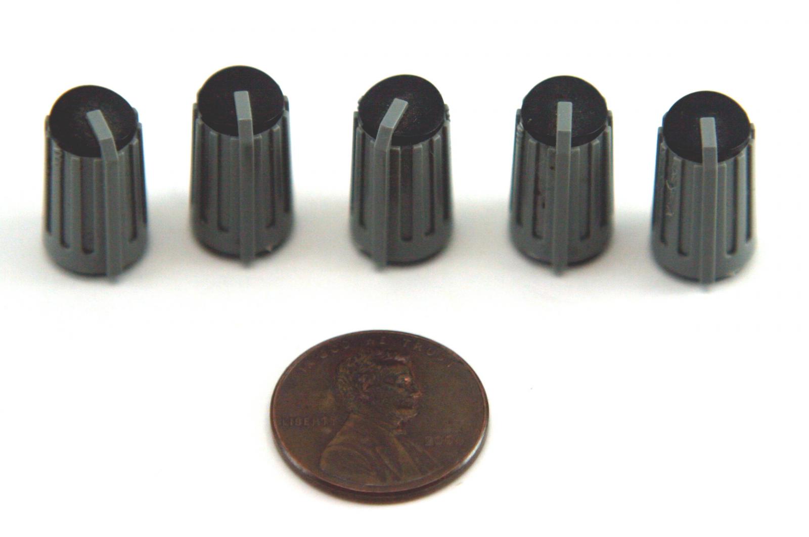 Mackie Mixer Knobs, Light Gray with Black Top, Flat Shipping, FIVE Pack