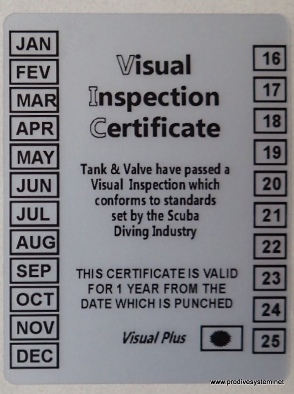 Visual Inspection Stickers Certificate for Scuba Diving Cylinders 10