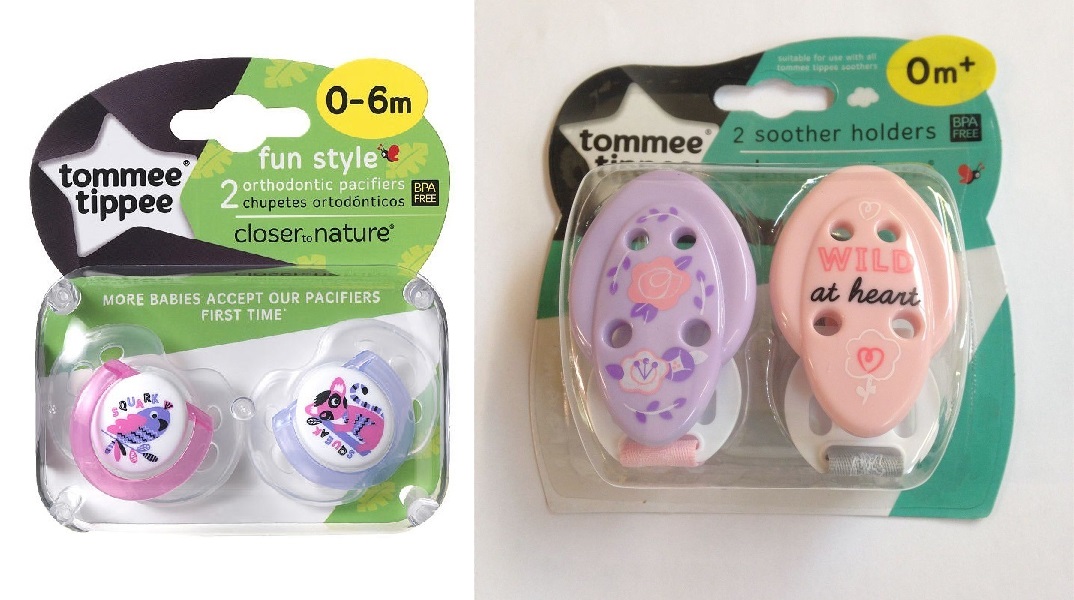 Tommee Tippee Closer to Nature Fun Style 0M Soothers+Soother Holders