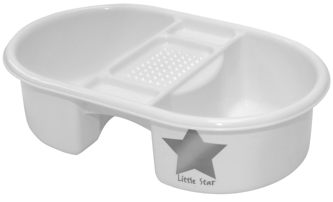 Strata Little Star Baby Bathing Top n Tail Wash Bowl White Silver Star