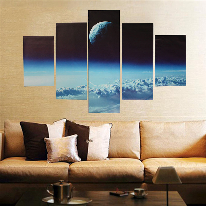 5pc Living Room Canvas Painting Print Outer Space Modern ...