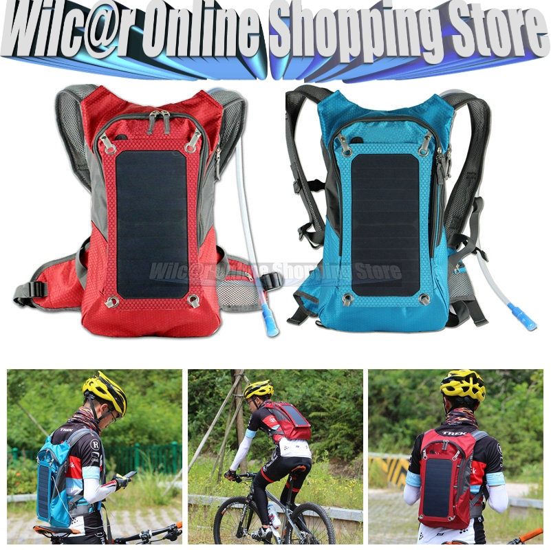 New Solar Charger Hydration Backpack Water Bag Hiking Cycling Climbing