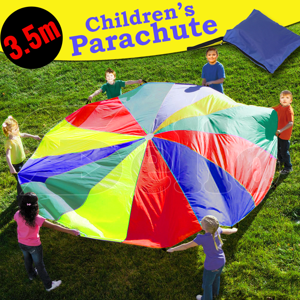 MultiColour 3.5M Kids Play Parachute 12 Handles Portable Outdoor
