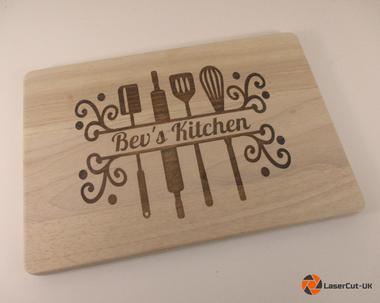Personalised Laser Etched / Engraved Solid Wood Chopping Board