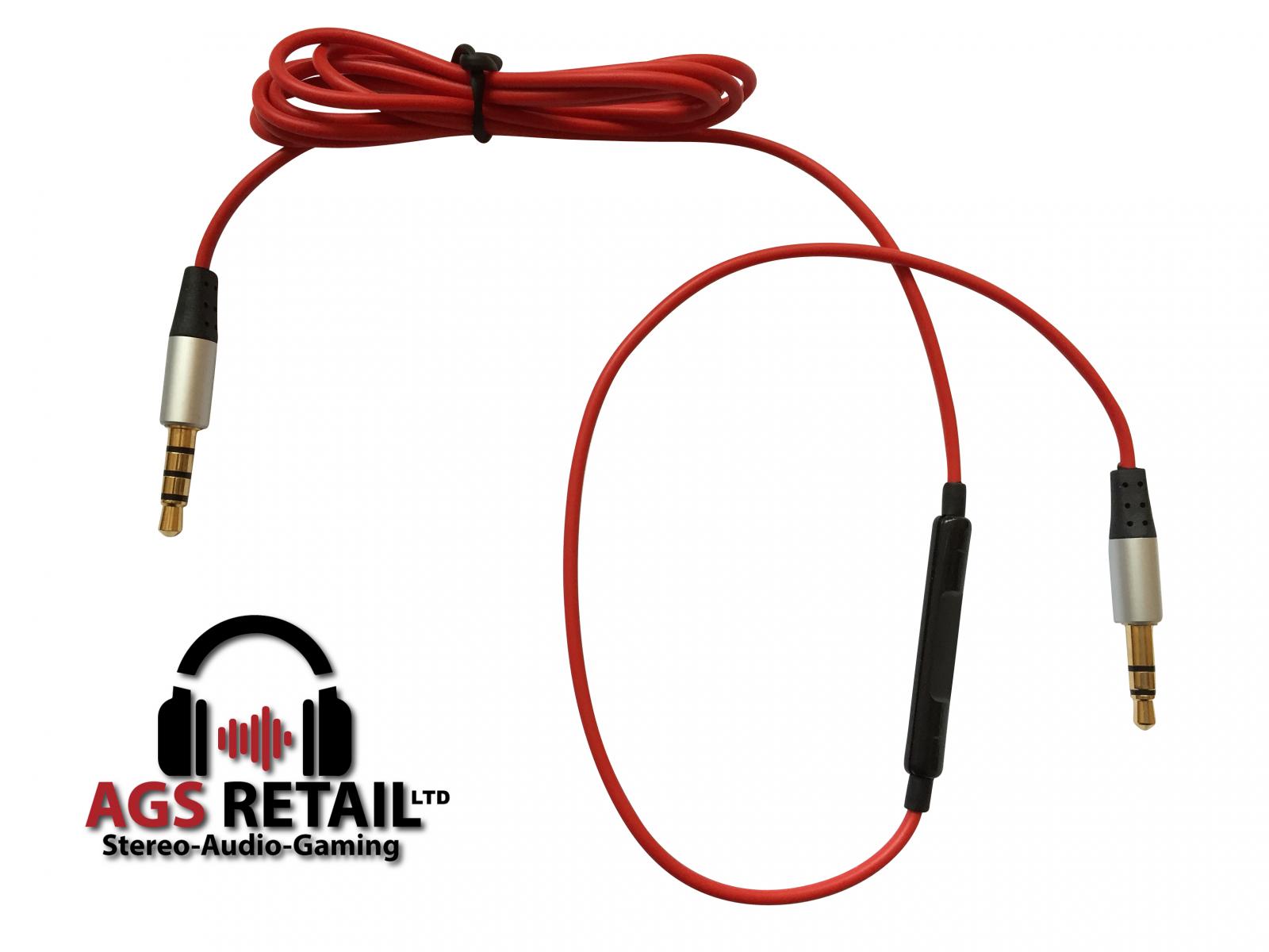 RED Replacement Audio Cable For Skullcandy Hesh2.0 headphone with Mic