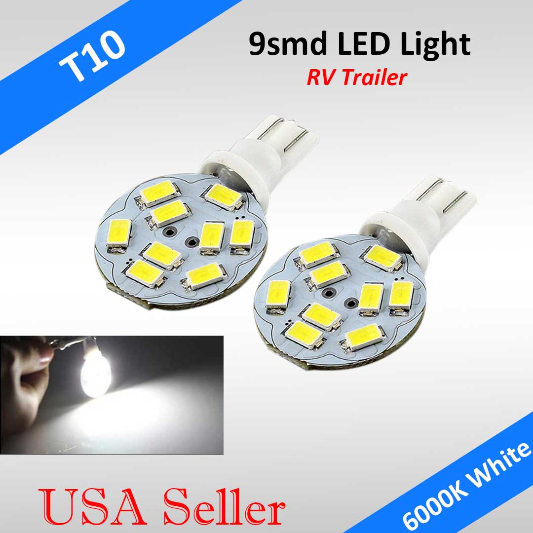 4x T10/921/194/ White RV Trailer Interior 12V 5630 9smd LED Light Bulbs