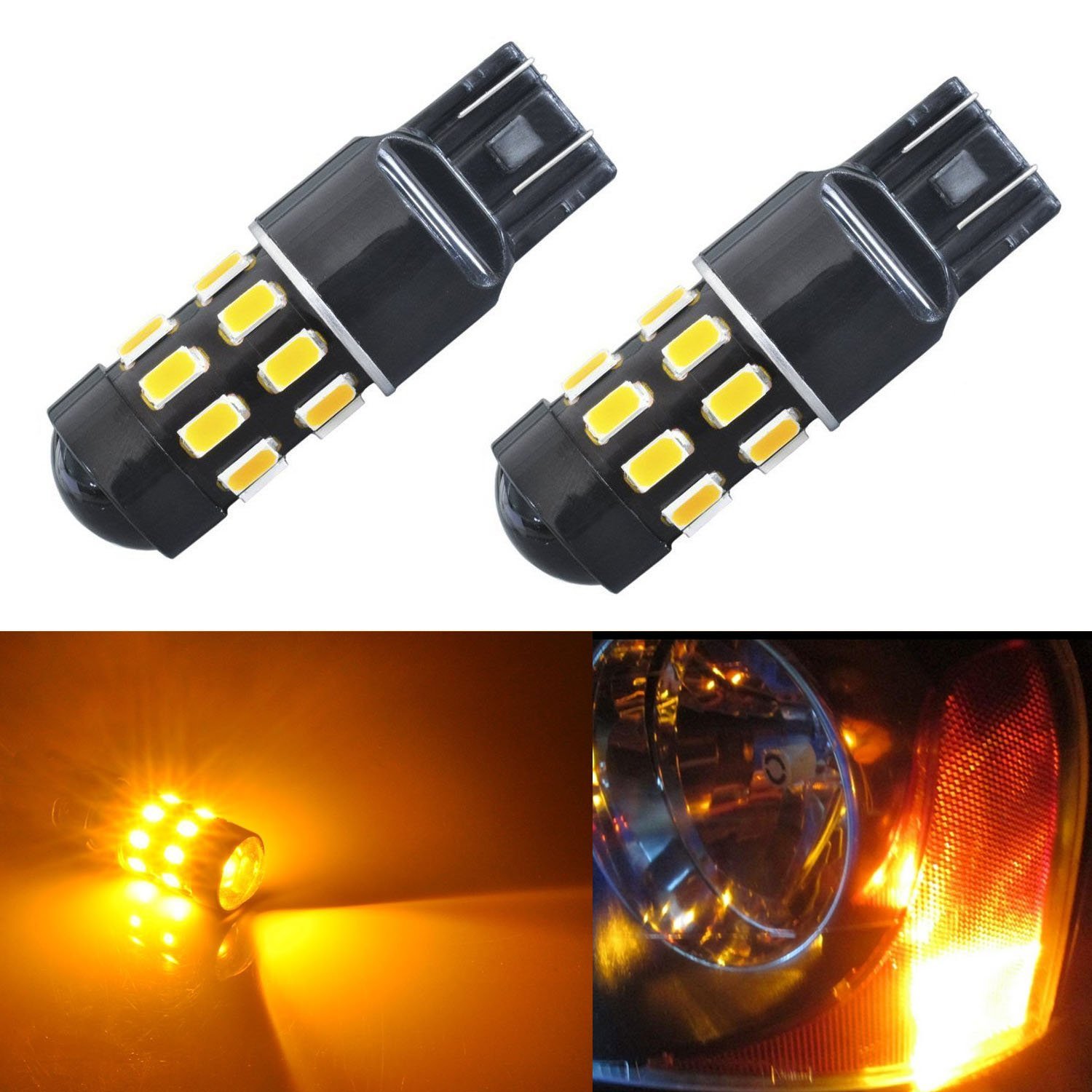JDM ASTAR 7443 7440 Amber Yellow 24SMD Turn Signal Blinker Marker LED