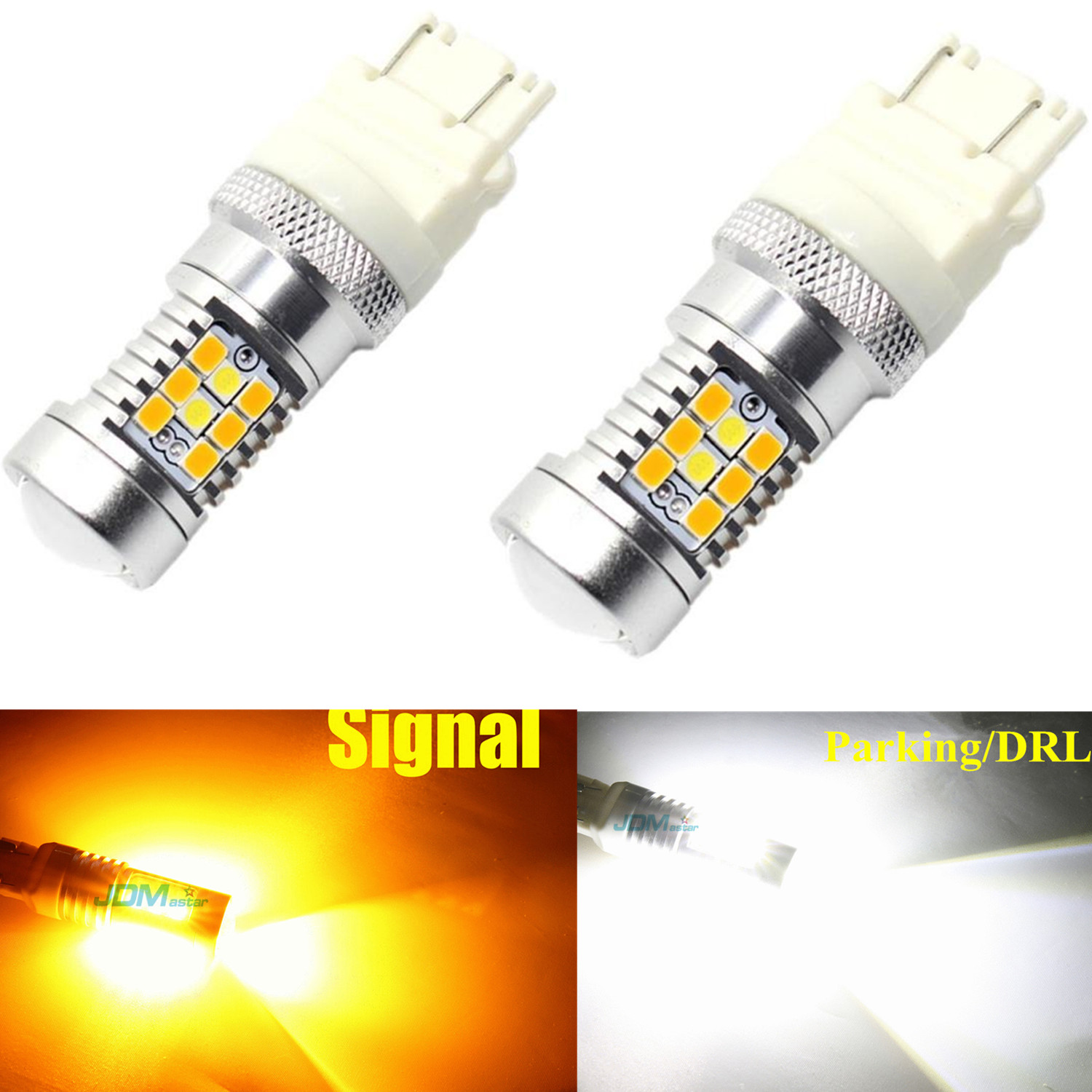 jdm astar 2x 3157 px 28 smd led switchback white yellow daytime running lights law