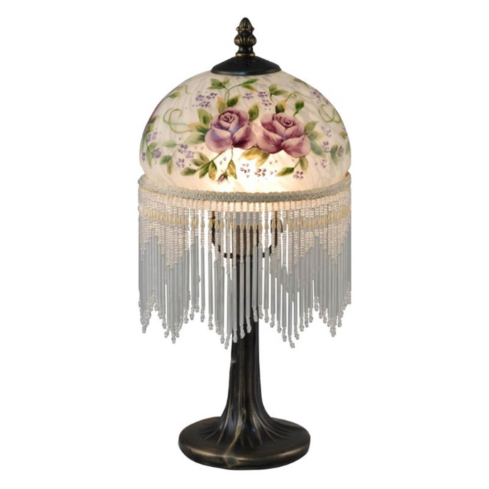 NEW! Dale Tiffany Hand Painted Md Rose Beaded Accent Table Lamp Metal Glass eBay