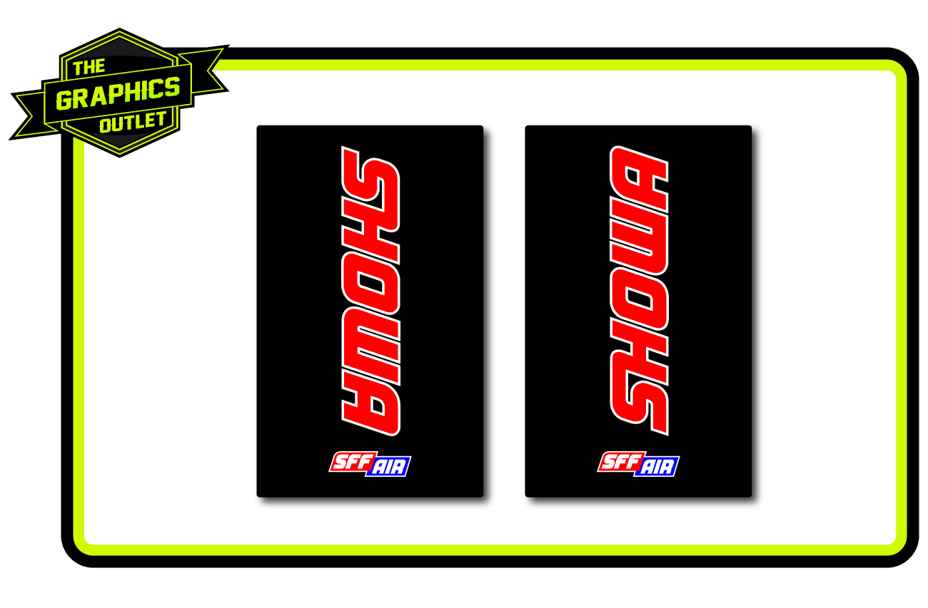 SHOWA SFF UPPER FORK MOTOCROSS MX GRAPHICS DECALS STICKERS RED/WHT eBay
