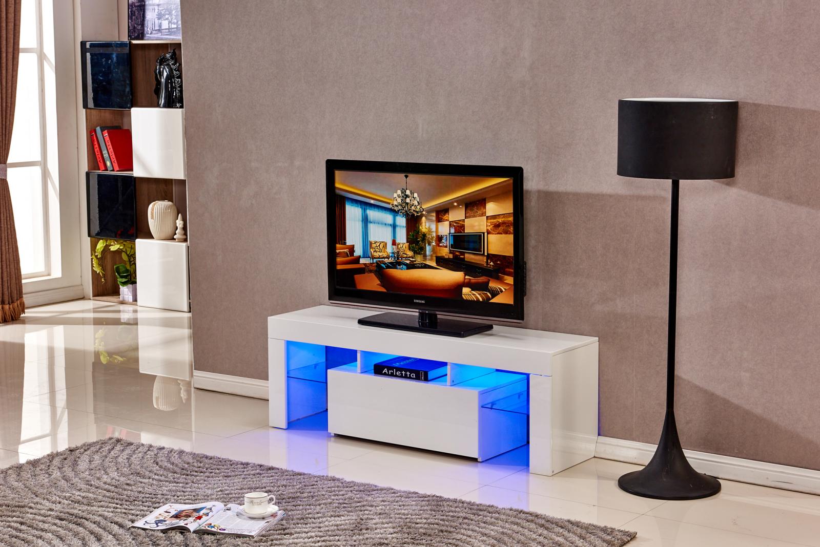 White High Gloss TV Stand Ultra Modern Television Unit with LED