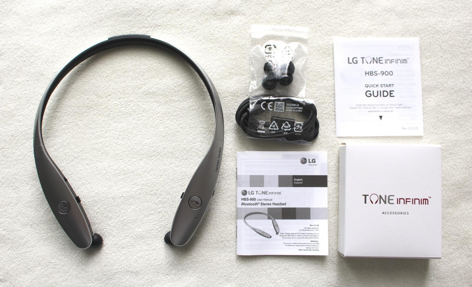 LG Tone Infinim Silver Bluetooth Headset (Model HBS-900) - Complete in