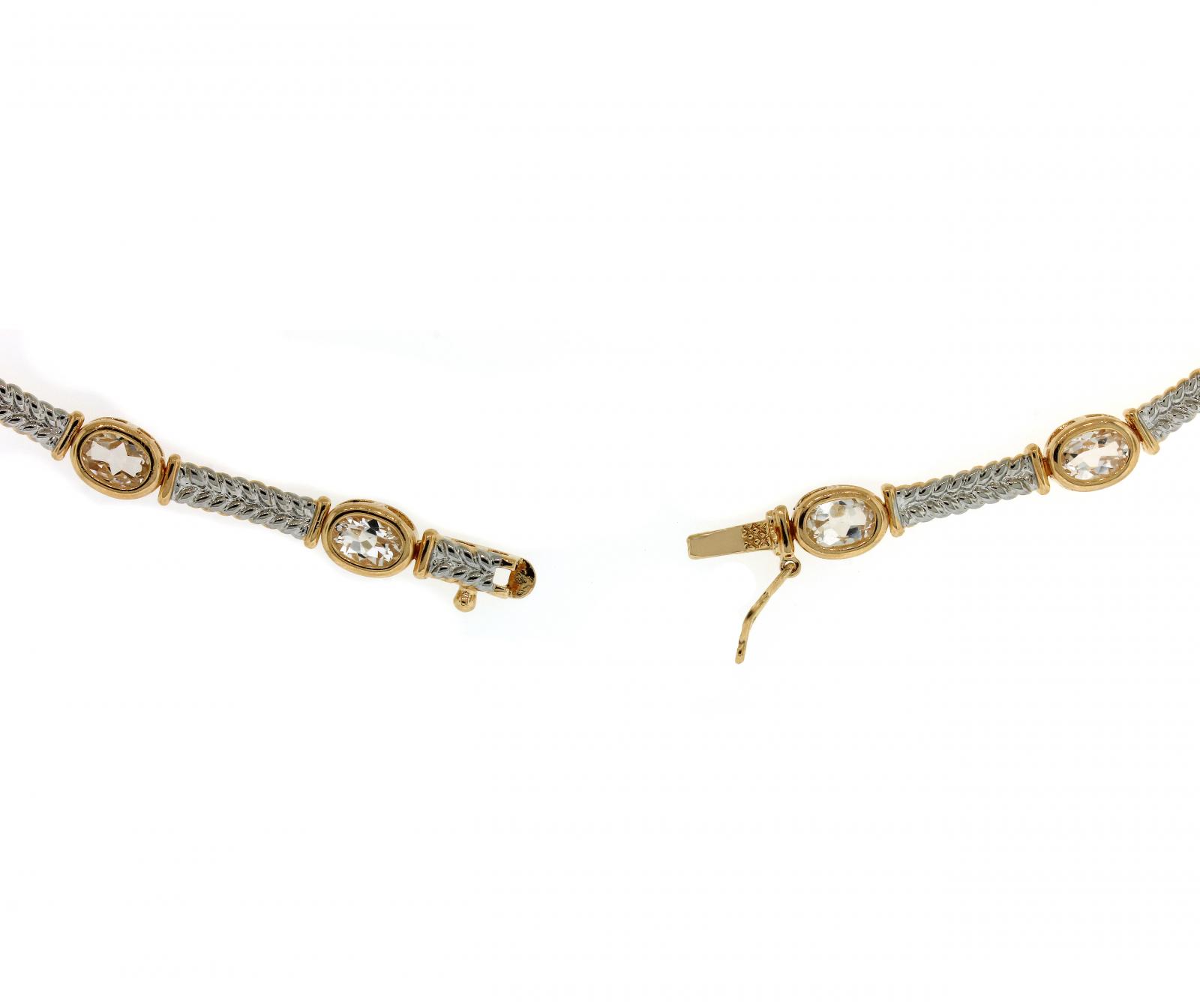 Genuine White Sapphire Tennis Necklace 14K Gold Over 925 Silver eBay